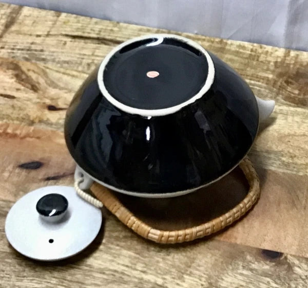 Vintage Made in Japan Teapot Enamel And Hand Painted Japanese Symbols