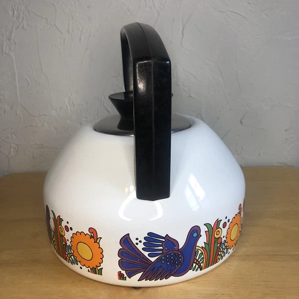 Vintage MCM Villeroy & Boch ACAPULCO Enamel Kettle Stove Top RETRO Teapot