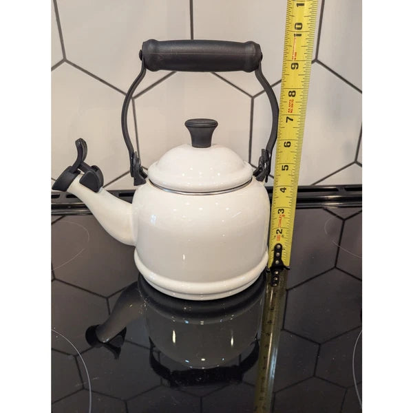 White Le Creuset Enamel Teapot Tea Kettle 1.25QT