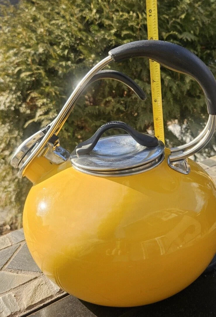 Chantal Livestrong Enamel Loop Whistling Tea Pot Kettle Yellow 1.8 Quart FreeShp