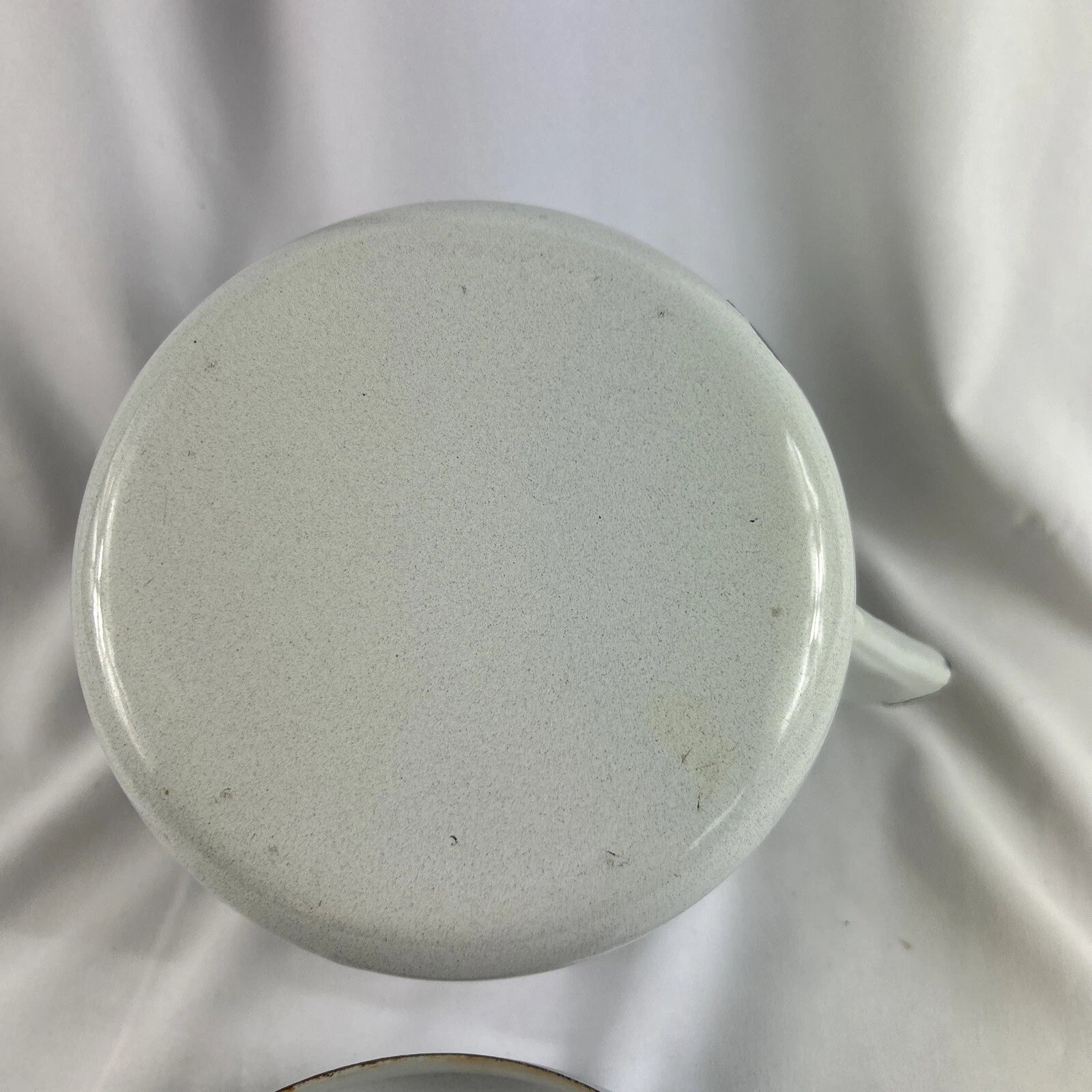 White Enamel Metal Tea Pot Kettle Wood Handle Blue Green Kitchen Retro