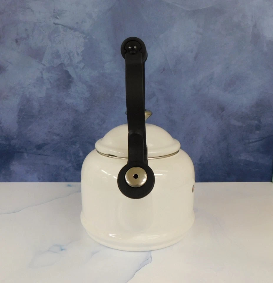 Le Creuset Enamel on Steel 1.25 Quart Demi Tea Kettle, White- New