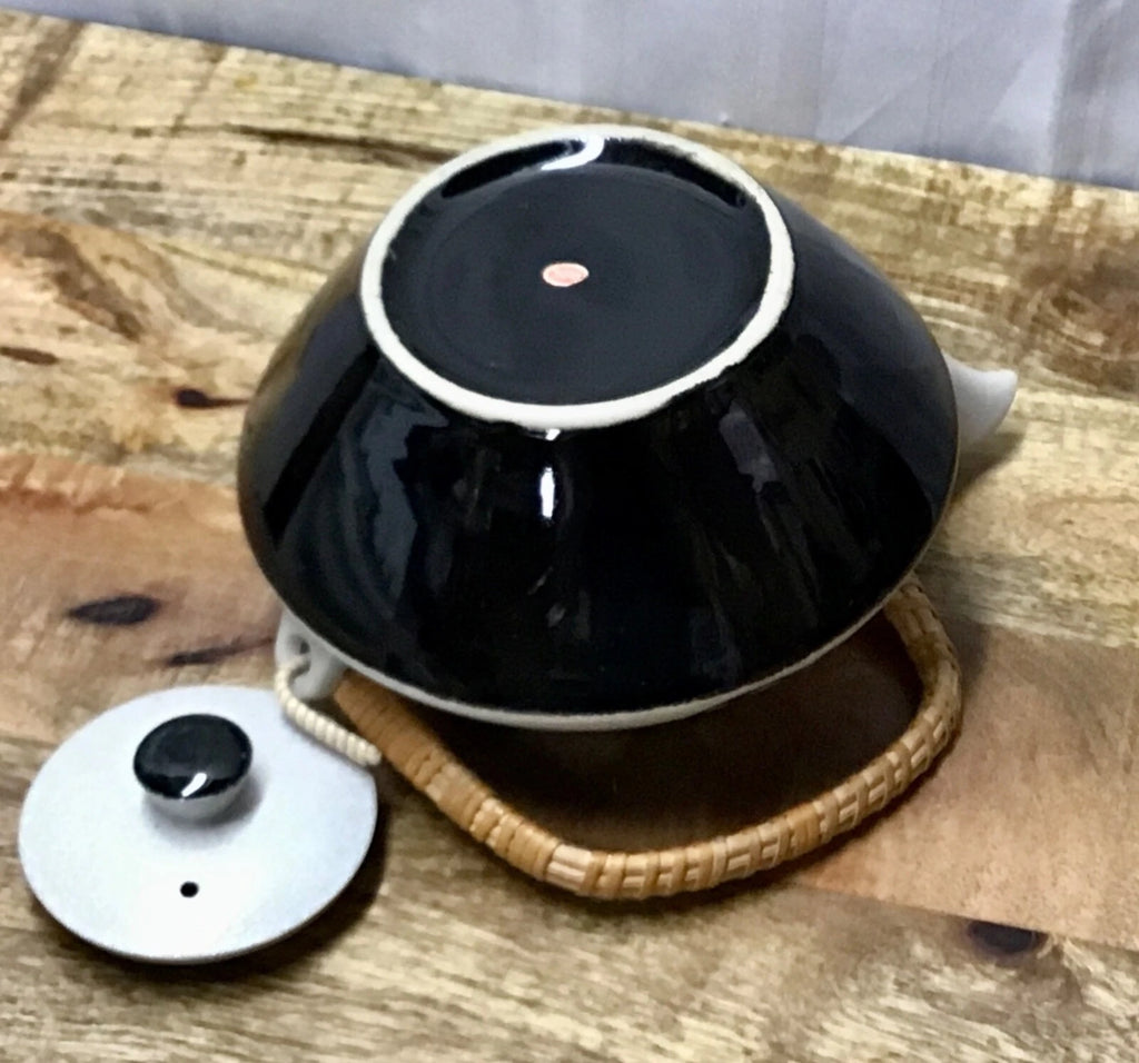 Vintage Made in Japan Teapot Enamel And Hand Painted Japanese Symbols