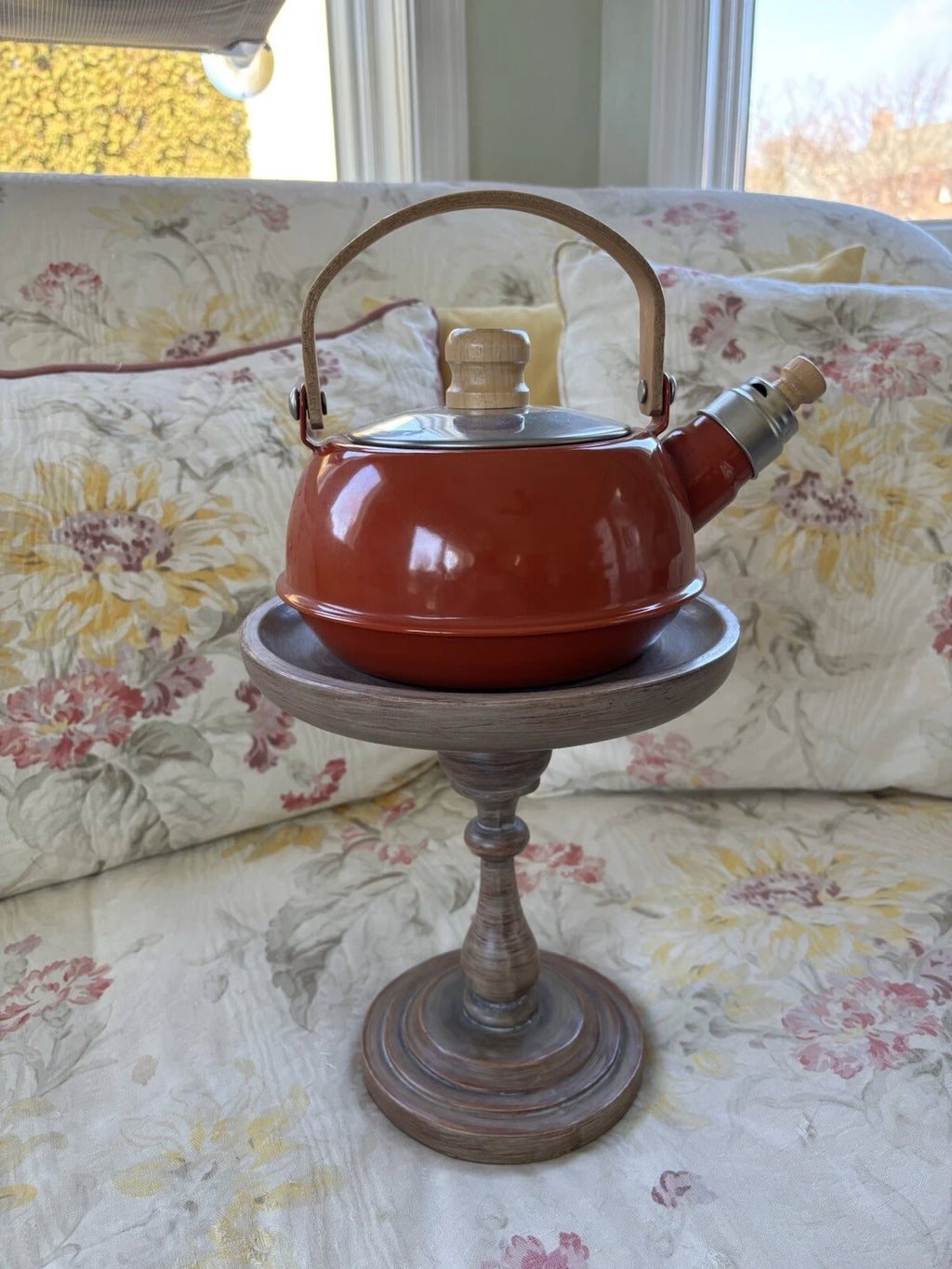 Kamenstein Enamel  Tea Kettle Wood Handle & Stopper