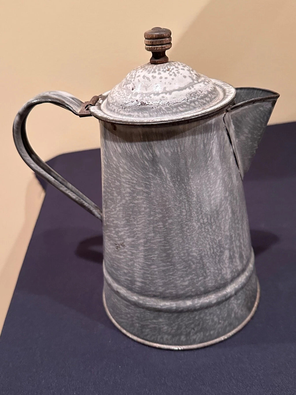 Vintage Gray Agateware Cowboy/Camping Teapot