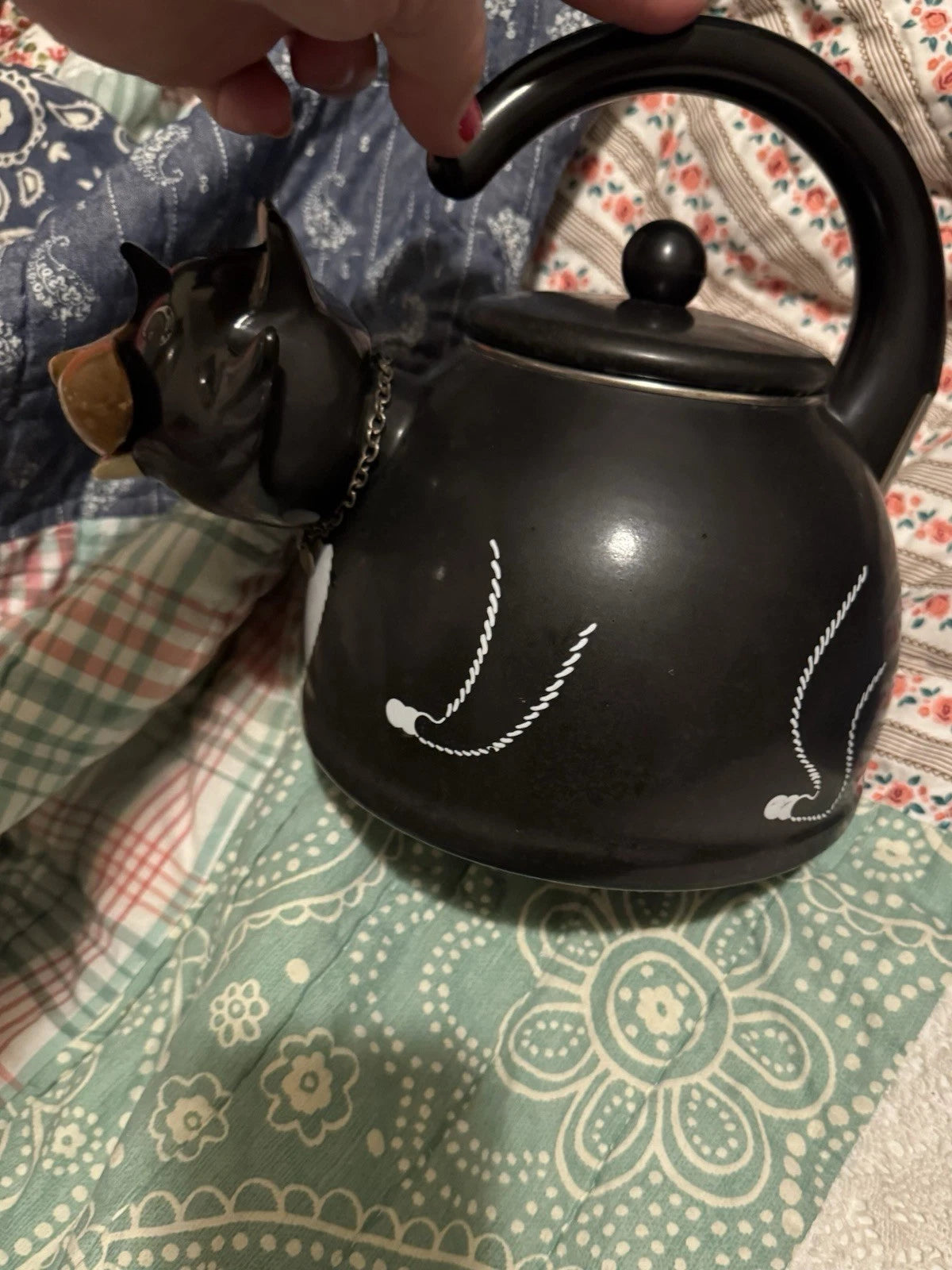 Vintage Rare MM Kamenstein Novelteas TeaCatty Cat Head Whistling Tea Pot