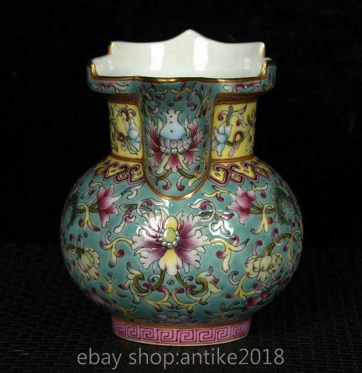 4.8" Old Chinese Yongzheng Marked Colour Enamel Porcelain Flower Mock Teapot Pot