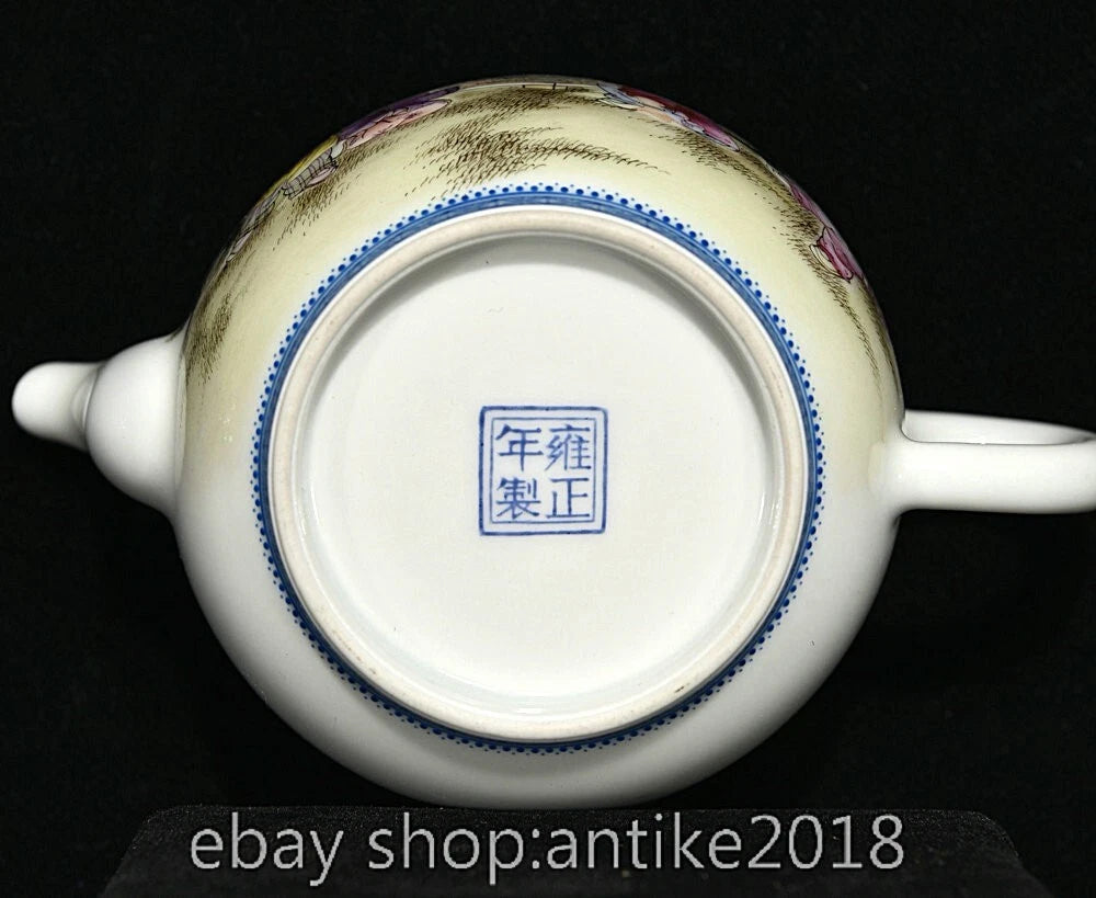 5.6" Old Chinese Yongzheng Enamel Porcelain Dynasty Child Play Tea Pot Kettle