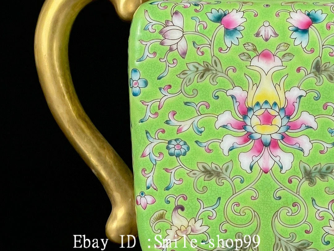 7" Old Qing Dynasty Enamel Colour Porcelain Gilt Flower Wine Tea Pot Flagon