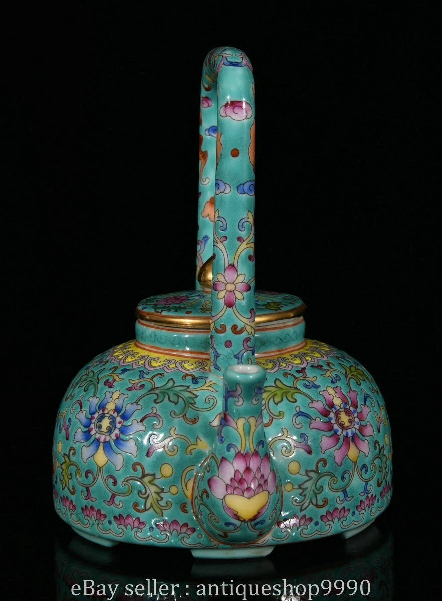 5.4" Qing Yongzheng Marked Enamel Colour Porcelain Flower Wine Tea Pot Flagon