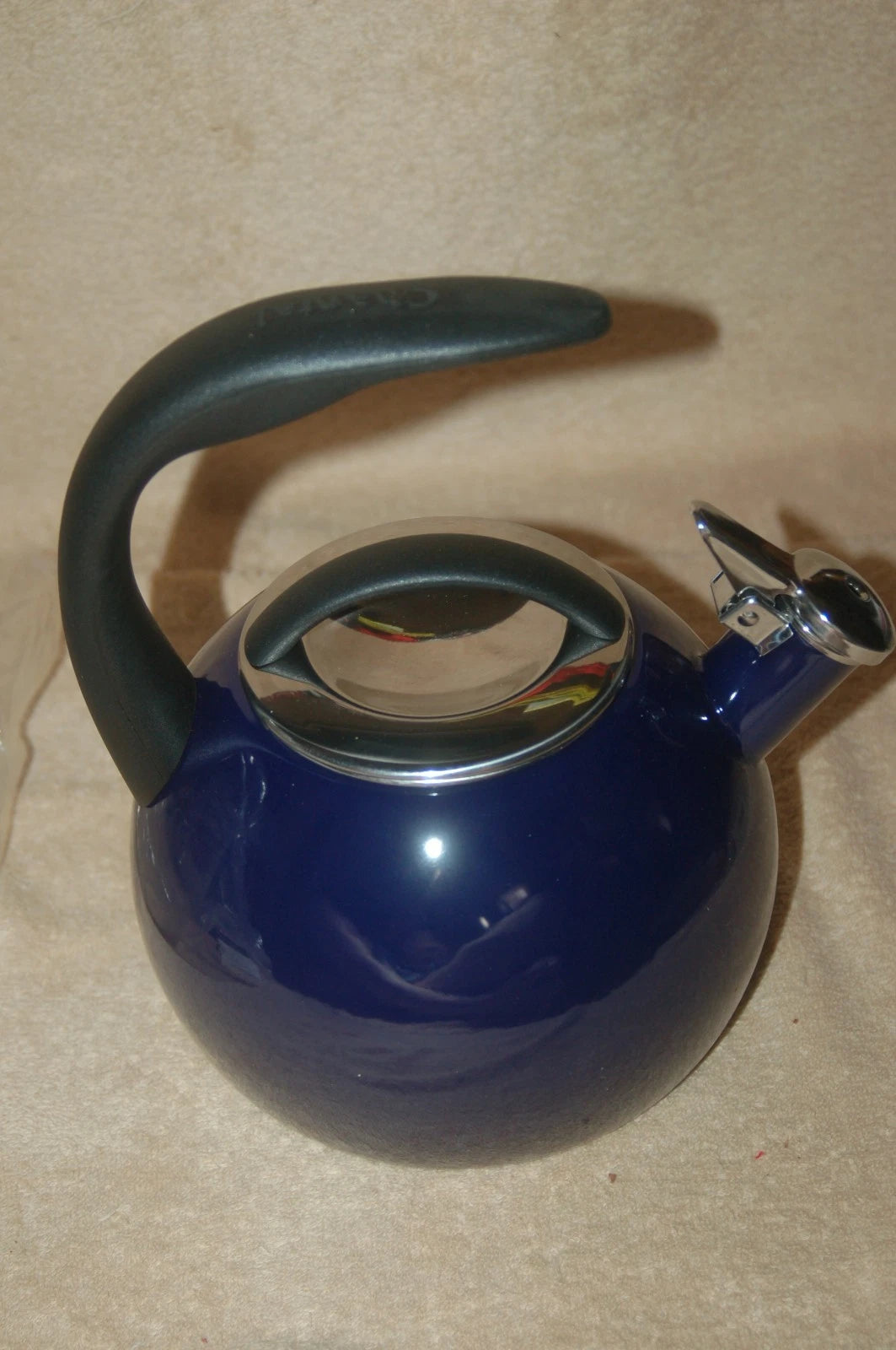 Chantal Enamel On Steel Whistling Teakettle Cobalt Navy Blue New in Open Box 2qt