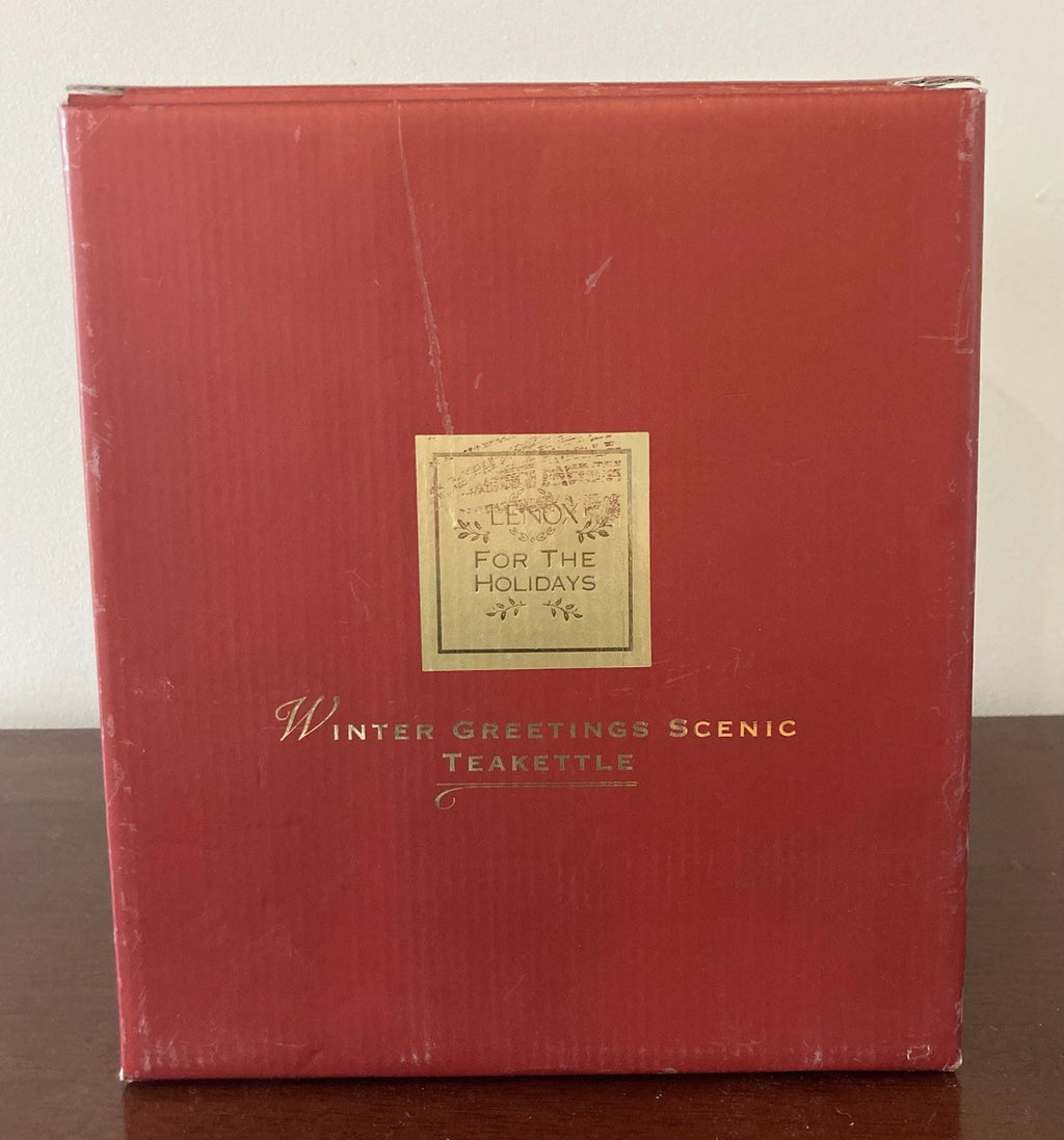 Lenox Winter Greetings Scenic Tea Kettle Enamel Cardinals NEW IN BOX!