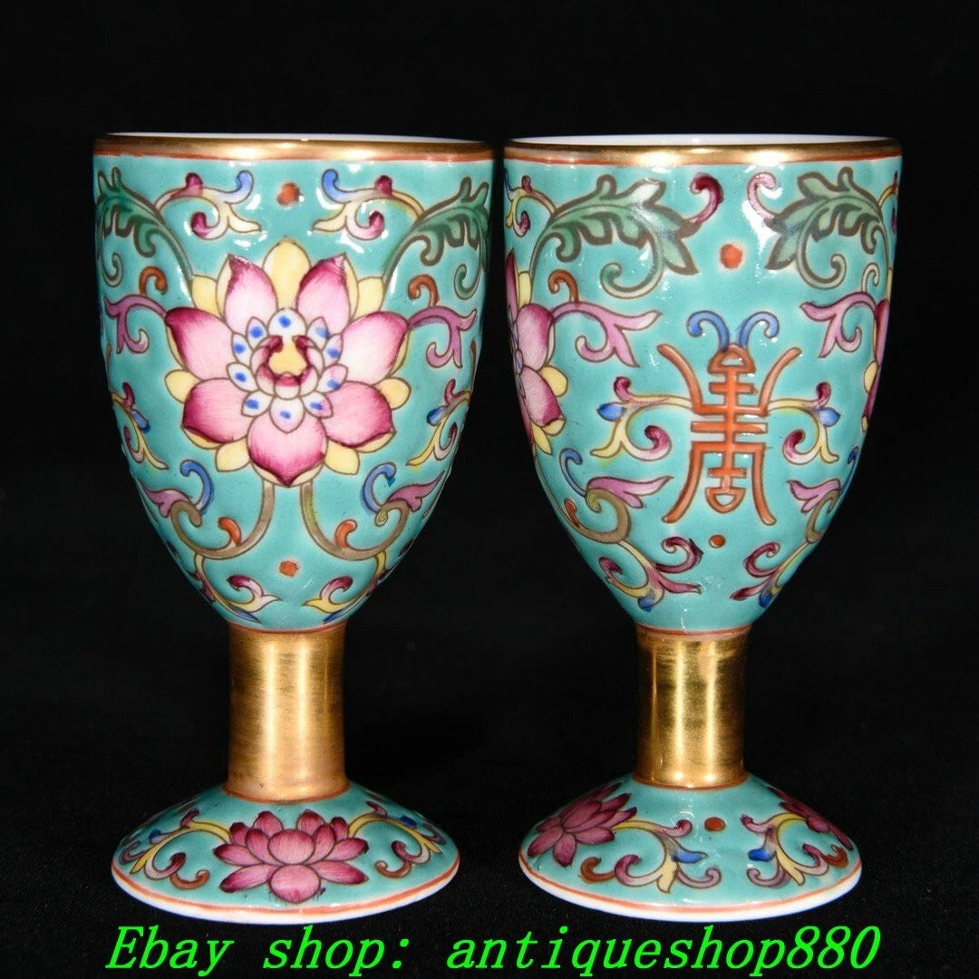7.8''Qing Yongzheng Marked Enamel Colour Porcelain Flower Tea Pot Cup Mug Set