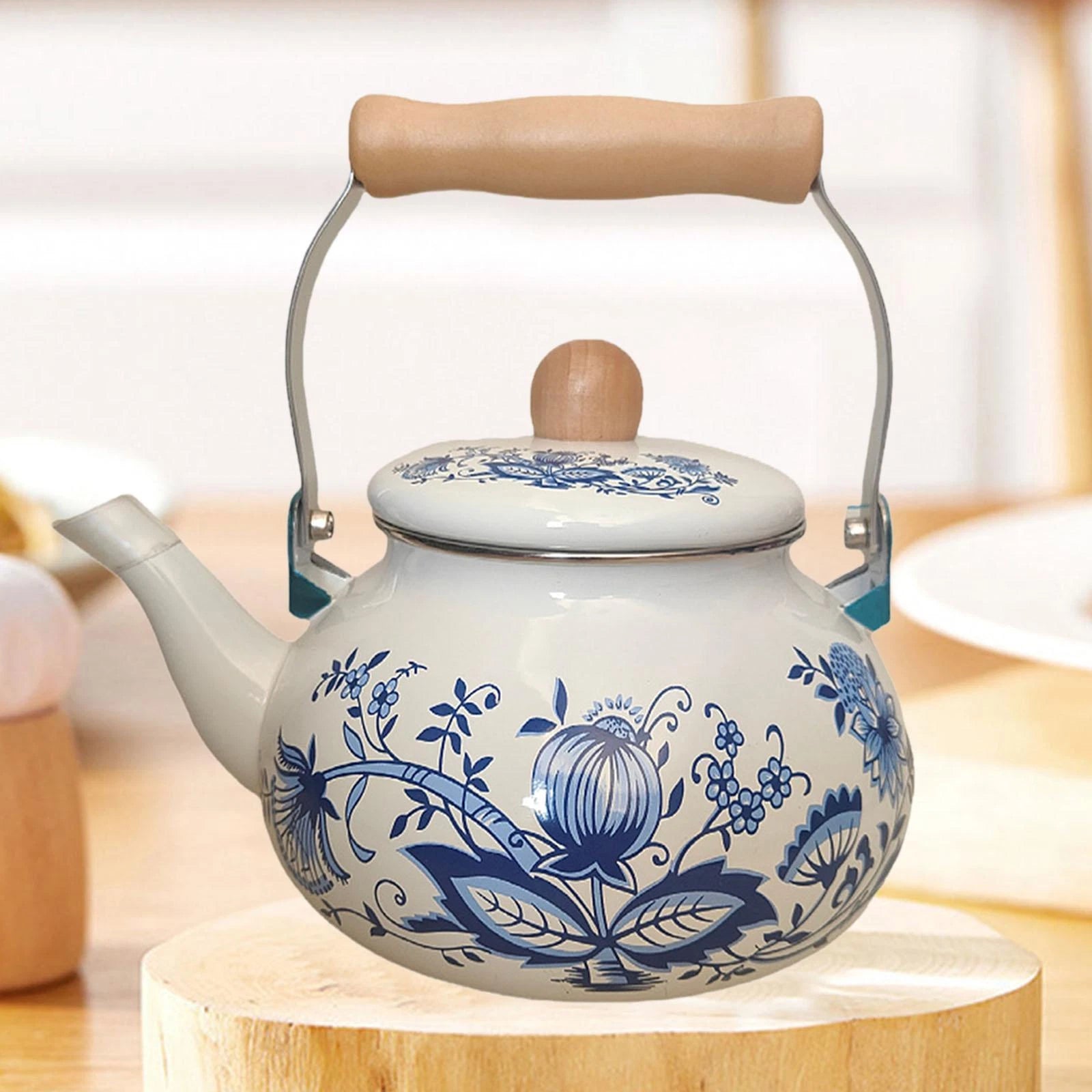 Enamel Teapot 2.5L Sturdy Porcelain Tea Pot for Home Kitchen Decor Hot Water