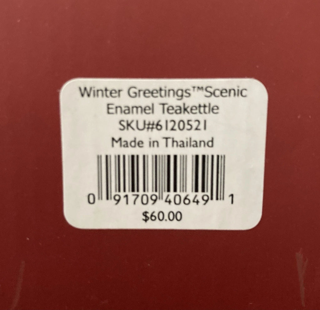 Lenox Winter Greetings Scenic Tea Kettle Enamel Cardinals NEW IN BOX!