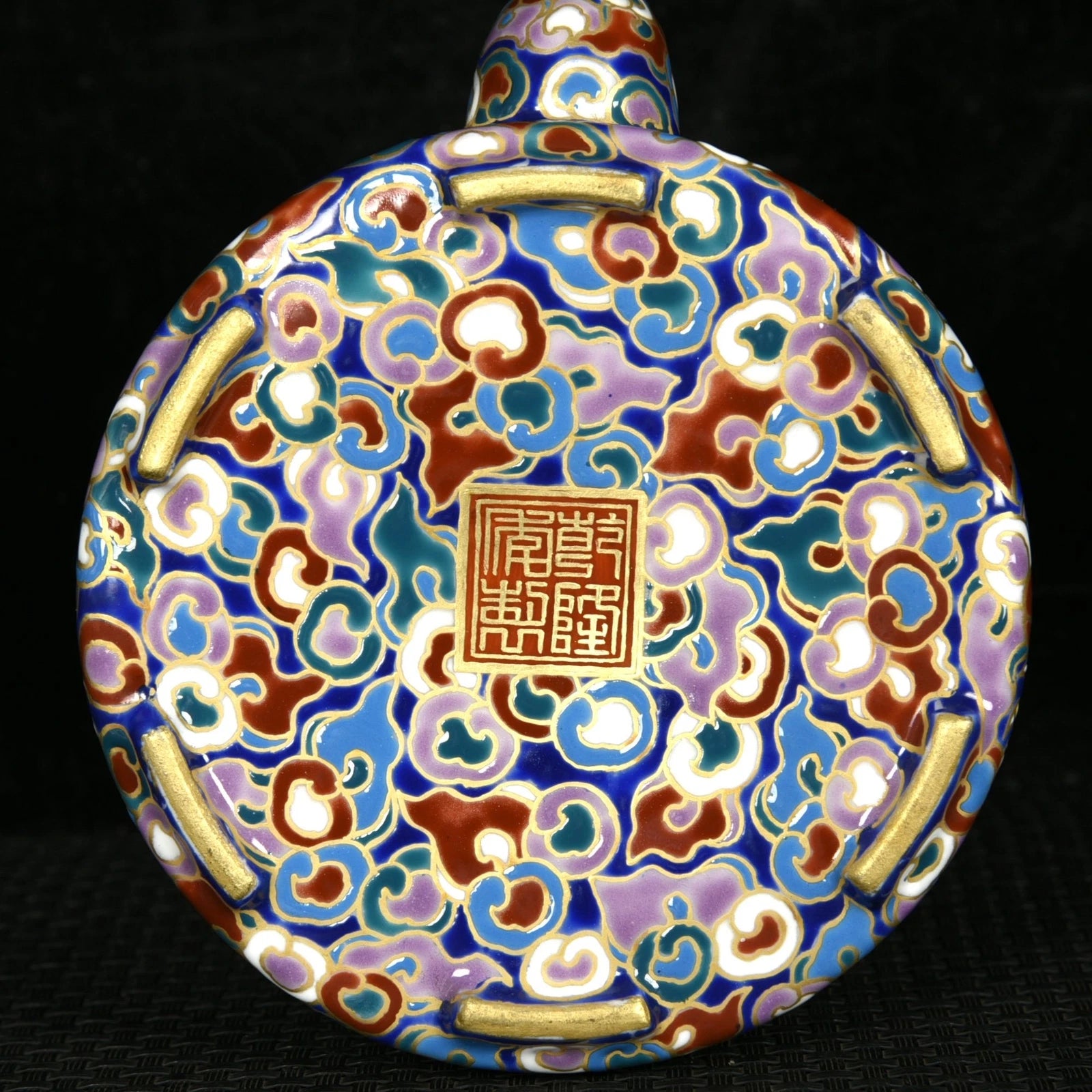 5.5" Old dynasty Porcelain qianlong mark colour enamels gilt cloud Dragon Teapot