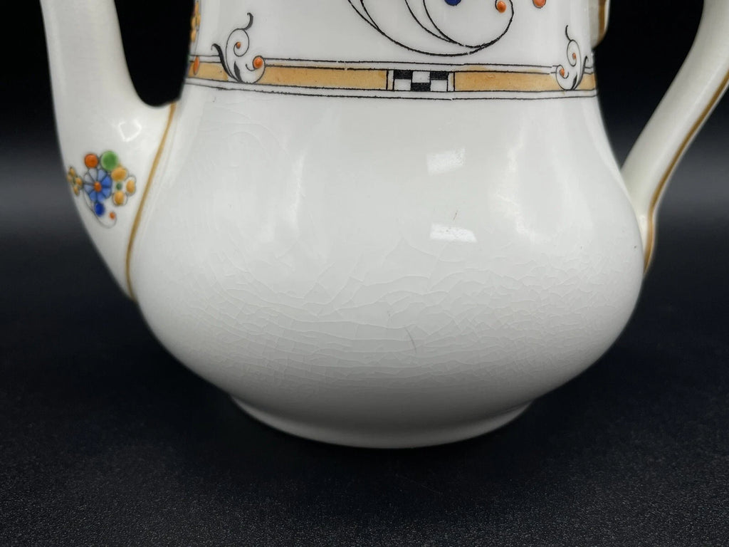 ROYAL DOULTON 1920s Art Deco Tea Set Floral Flowers Hand Painted Enameled