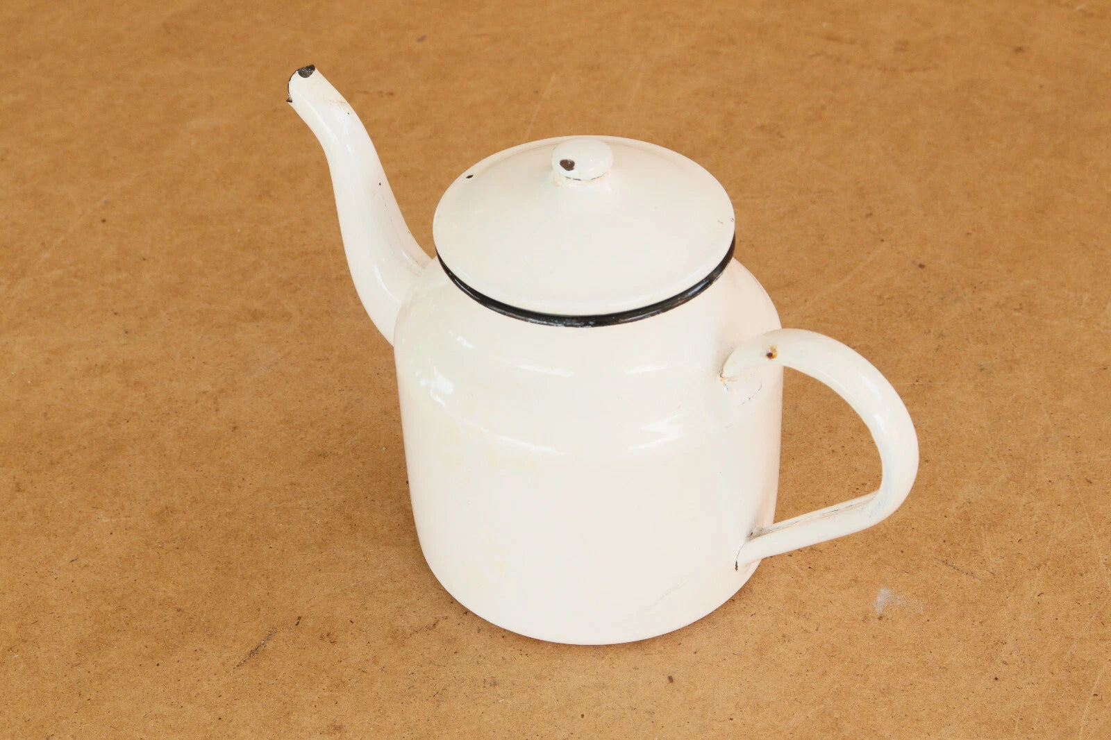 Enamelware Vintage Kitchen Enamel Tea Kettle Teapot Kitchenware Marked 1969