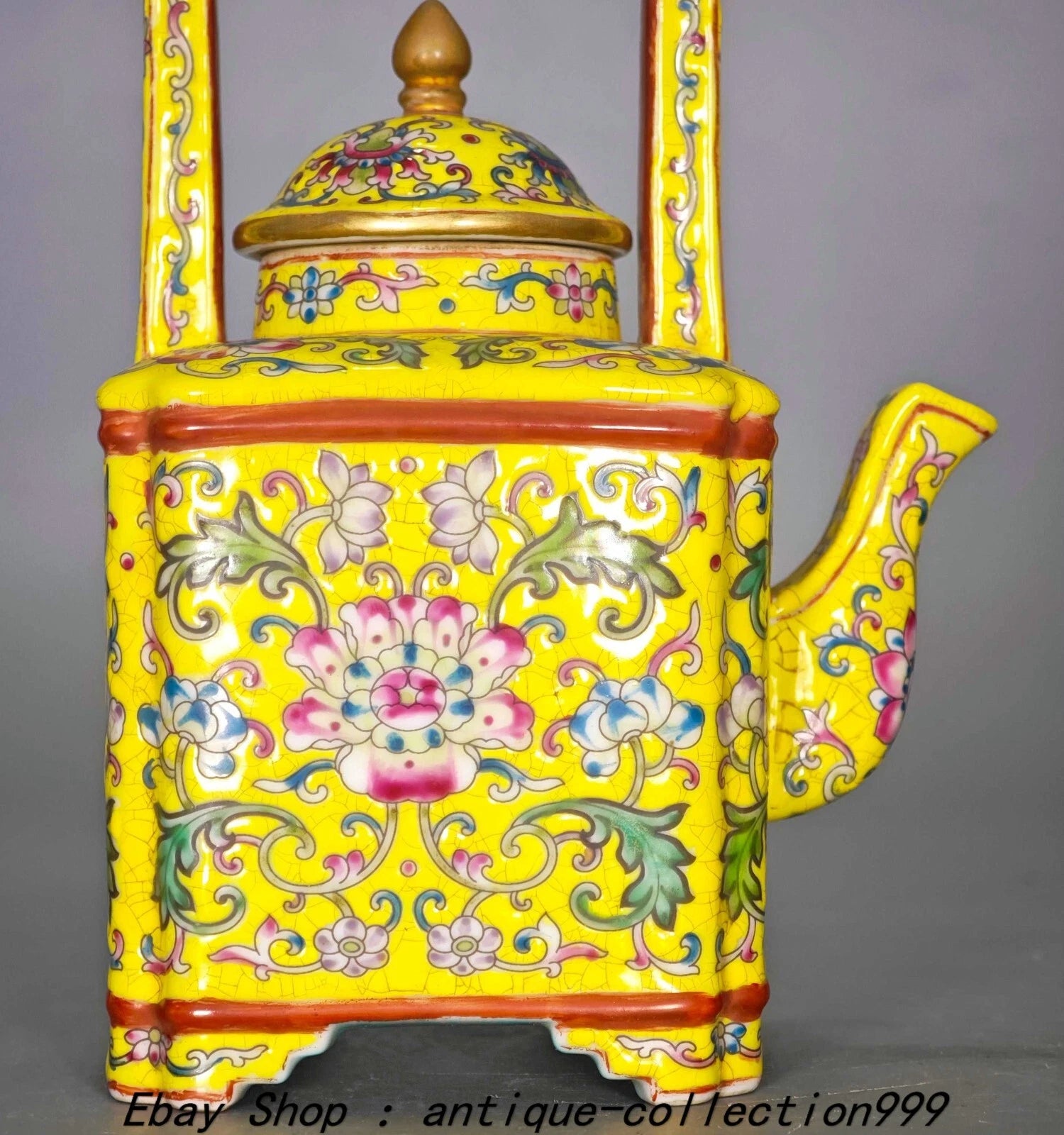 7.2" Yongzheng Enamel Colour Porcelain Gilt Flower Pattern Wine Tea Pot Flagon