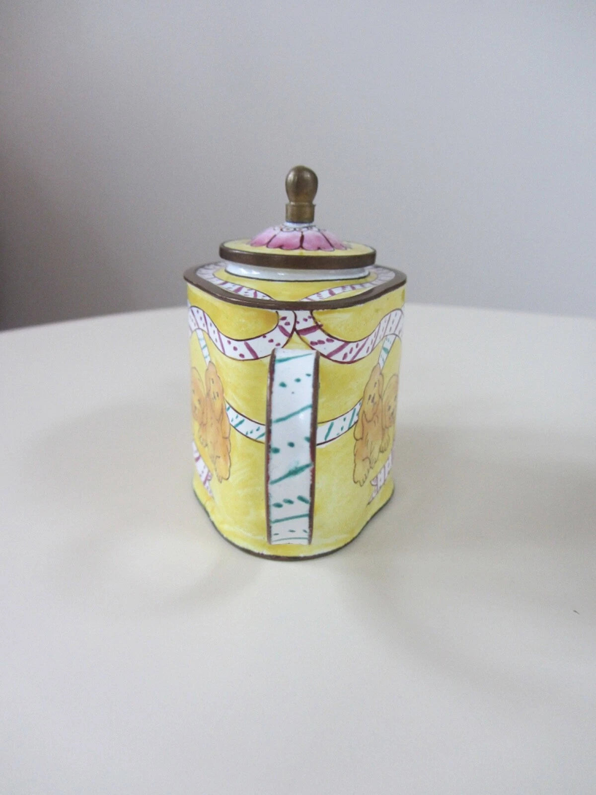 Vintage 1999 Kelvin Chen Miniature Enamel Teapot # 76 Golden Retrievers