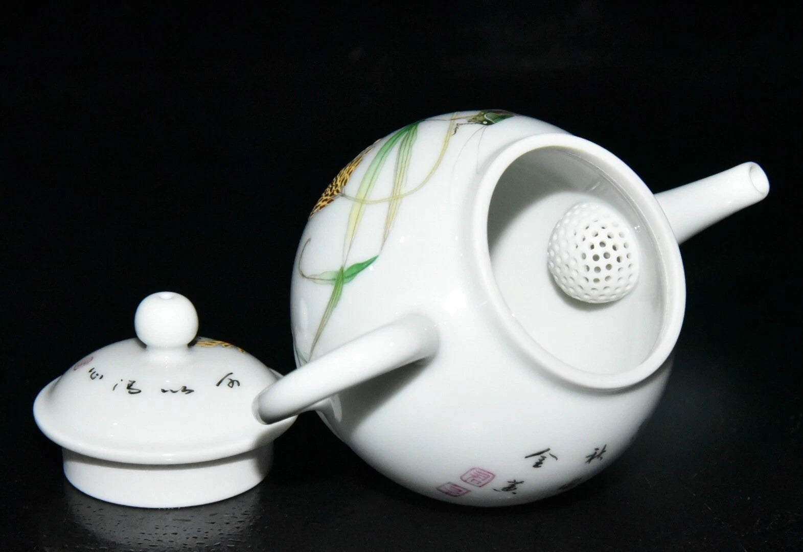 4.3" old antique qing dynasty yongzheng mark porcelain colour enamels cicada pot