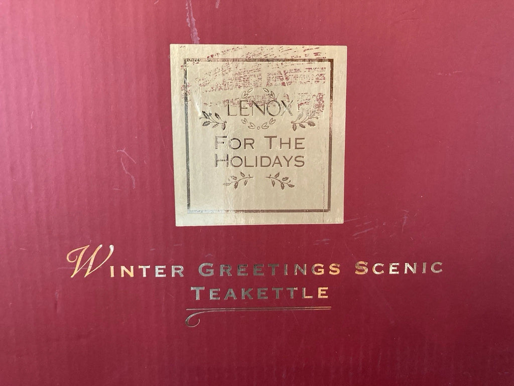 Lenox Winter Greetings Scenic Tea Kettle Enamel Cardinals NEW IN BOX!