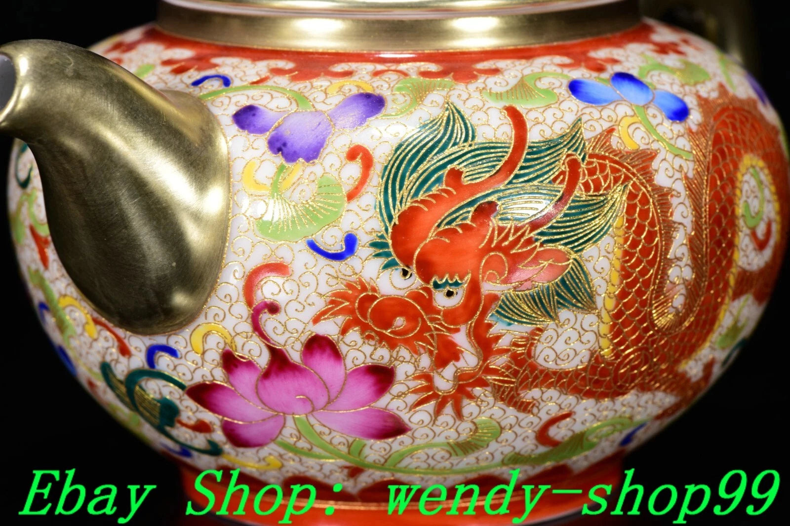 6" YongZheng Colour Enamel Porcelain Gilt Dragon Phoenix Wine Tea Pot Flagon