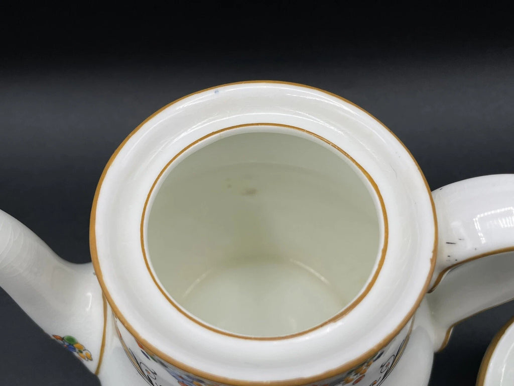 ROYAL DOULTON 1920s Art Deco Tea Set Floral Flowers Hand Painted Enameled