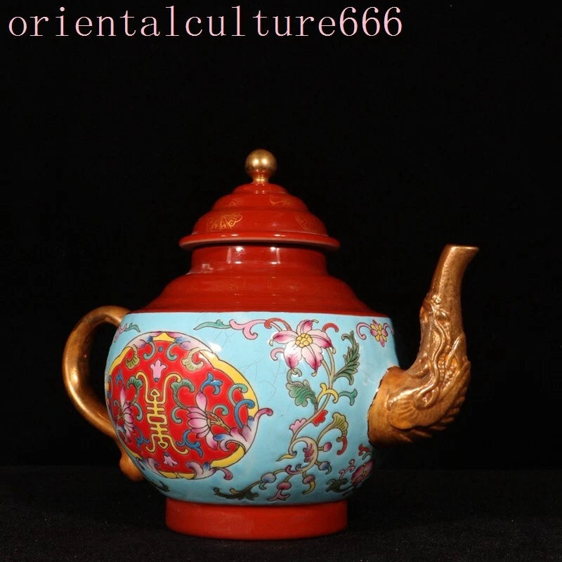 China Dynasty cloisonne enamel porcelain gilt flowers Pattern Tea makers Tea Pot