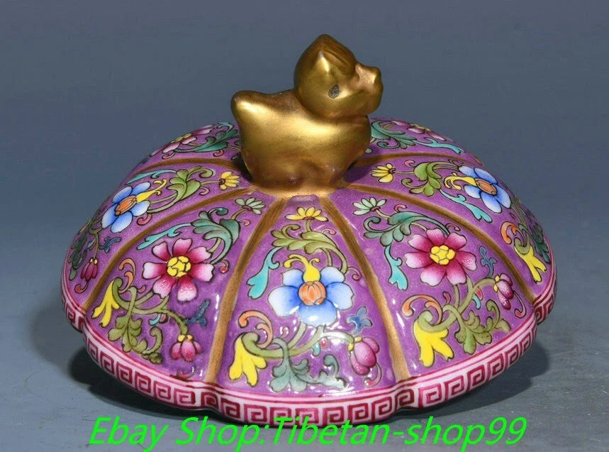 7'' Qianlong Marked Enamel Colour Porcelain Gold  Flower Wine Tea Pot Flagon