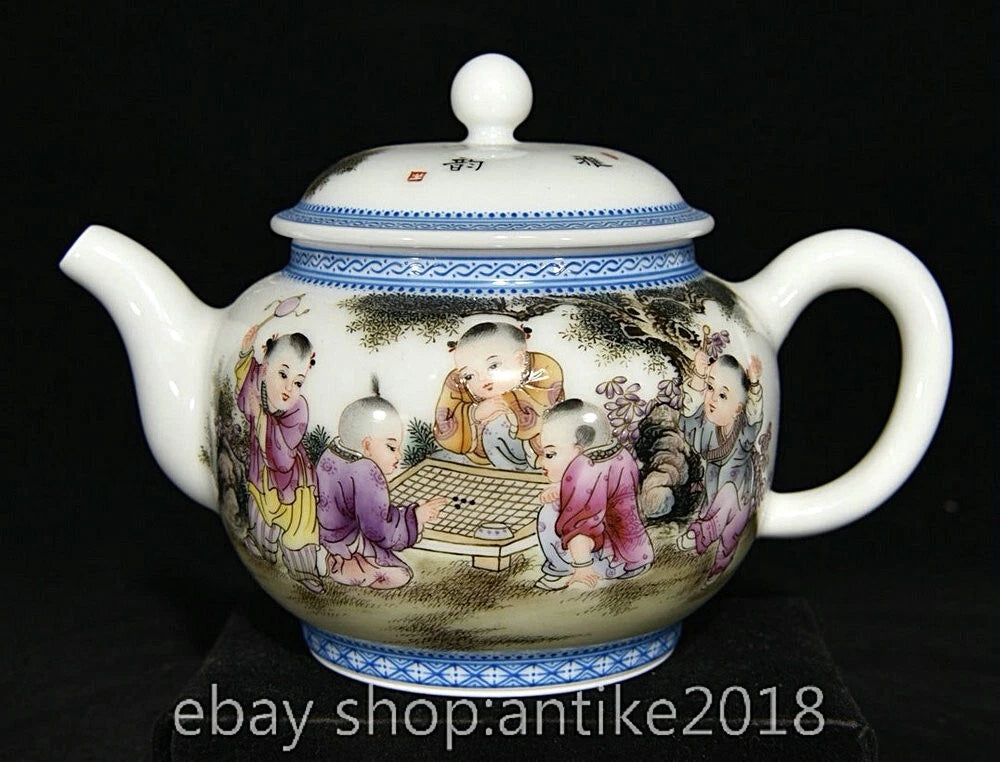 5.6" Old Chinese Yongzheng Enamel Porcelain Dynasty Child Play Tea Pot Kettle
