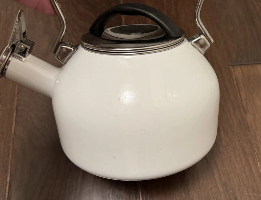 Chantal Landmark Whistling Tea Kettle Teapot White Enamel