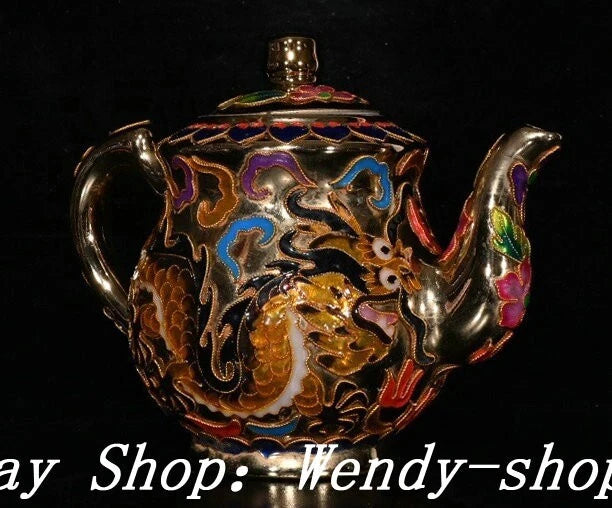 DaMing Chenghua Cloisonne Enamel Wucai Porcelain Dragon Teapot Cup Plate Set