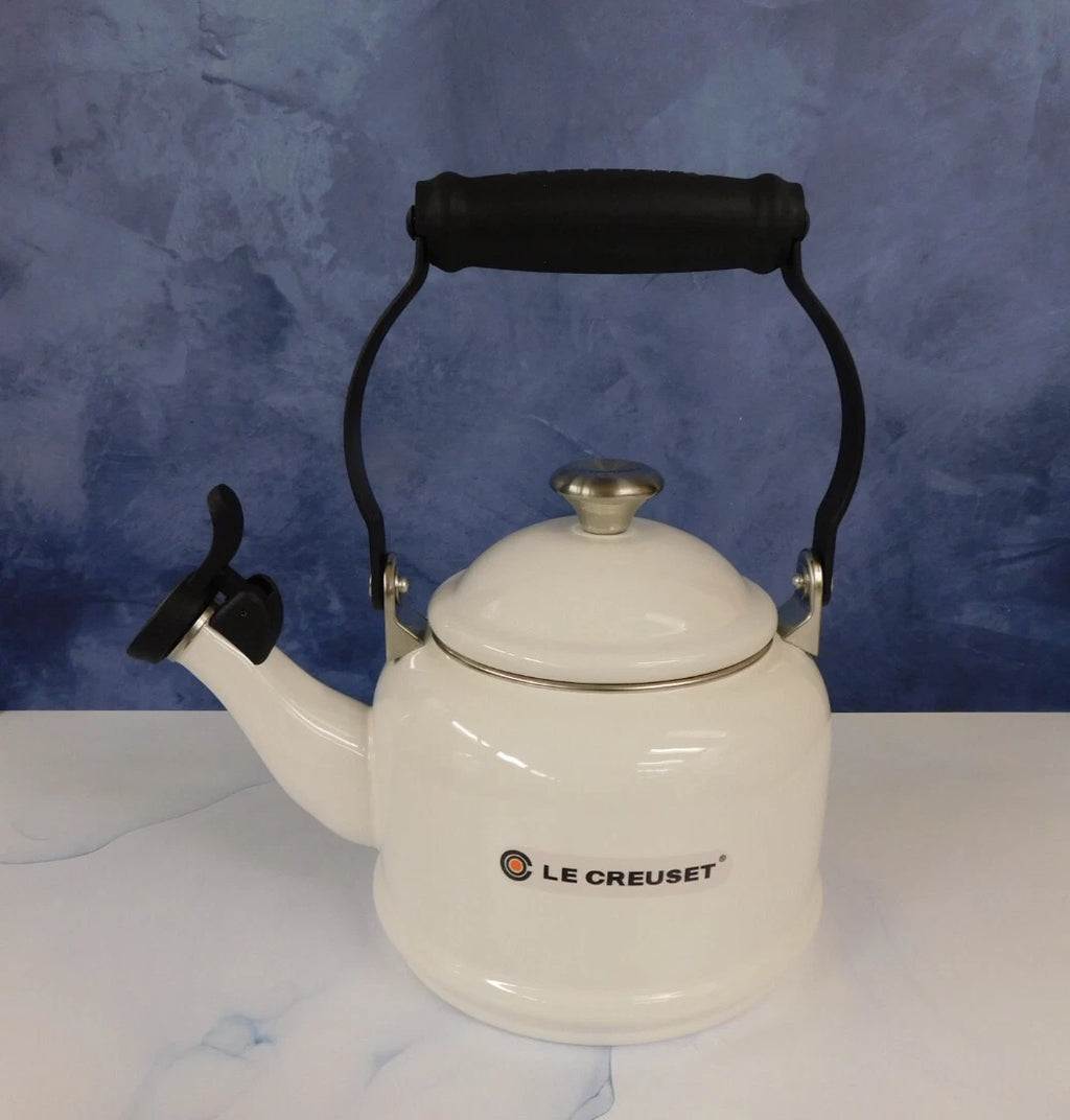 Le Creuset Enamel on Steel 1.25 Quart Demi Tea Kettle, White- New