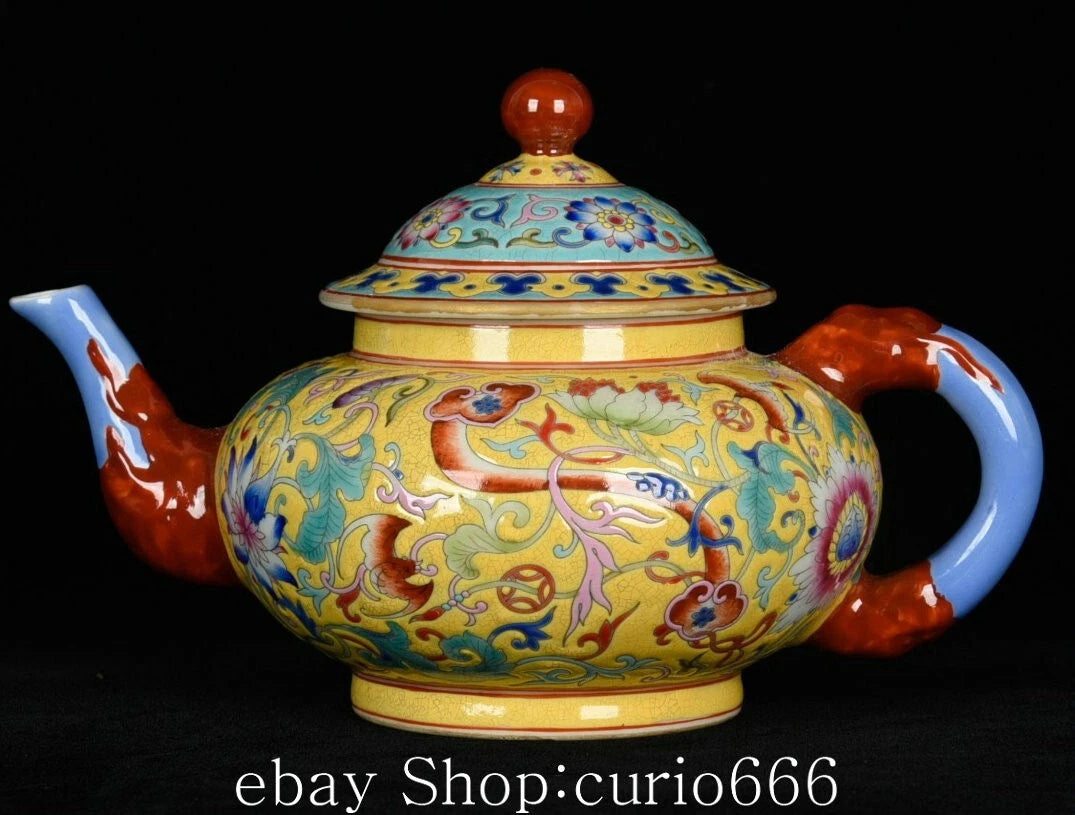 8'' Yongzheng Colour Enamel Porcelain Flower Flowers Pattern Wine Kettle Tea Pot