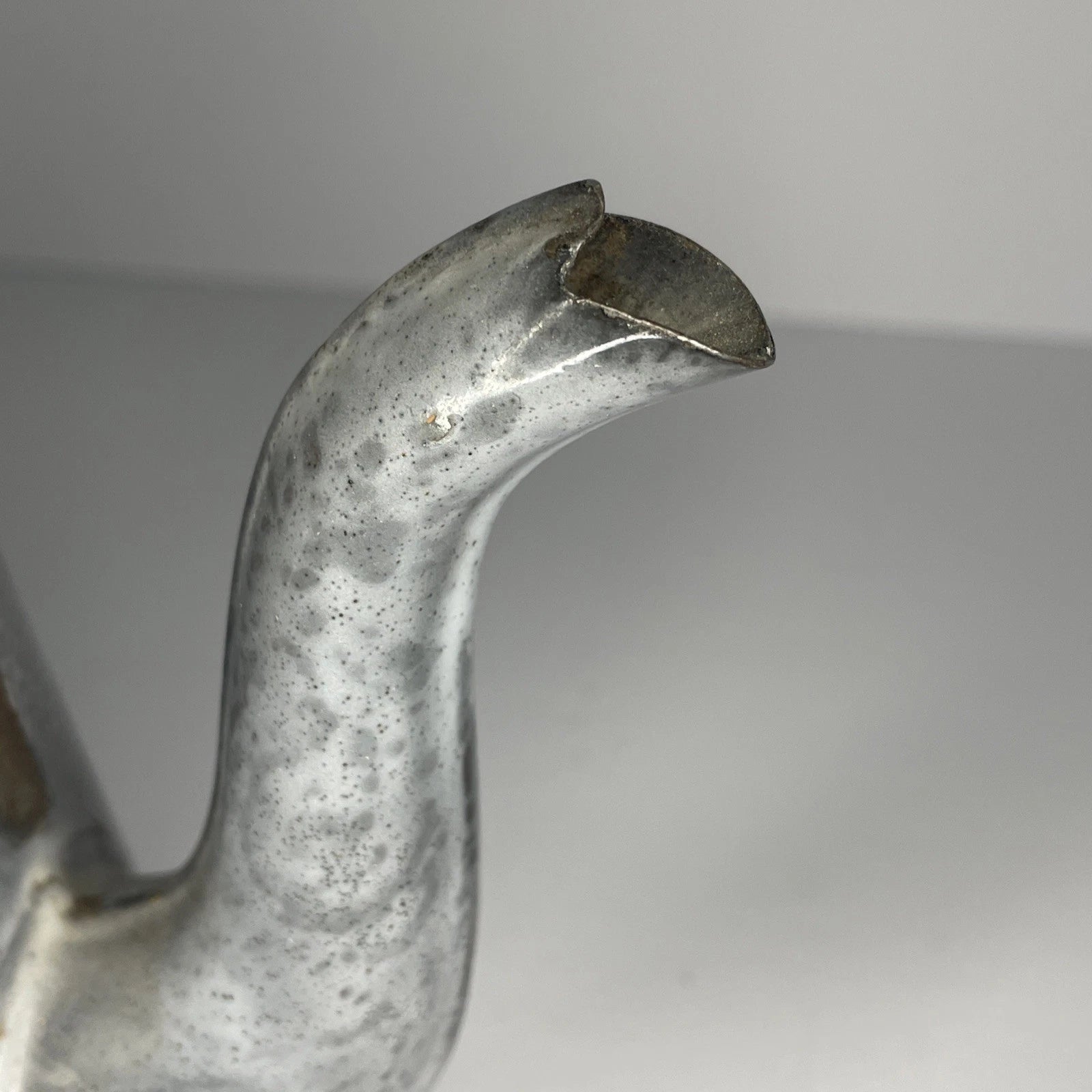 Grey Mottled Enamelware Gooseneck Hinged Coffee Tea Pot Antique Spatterware GUC