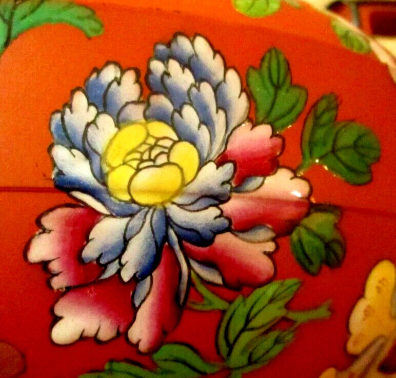 RARE Antique Wedgwood Pottery Enamel Rosso Antico Chinoiserie Teapot w Lid