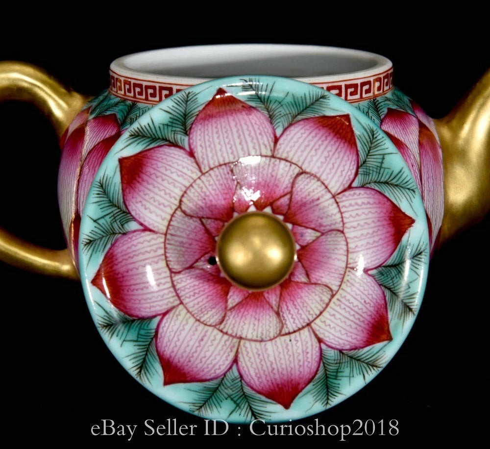 6.4" Qing Qianlong Marked Enamel Colour Porcelain Lotus Wine Tea Pot Flagon