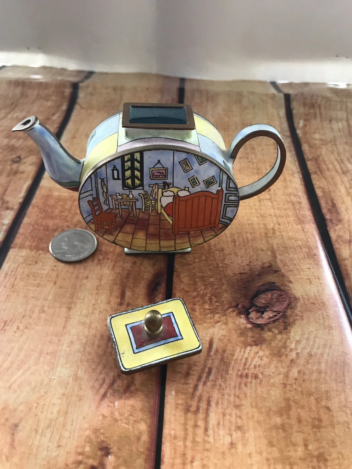 Vintage miniature enamel teapot Bedroom Vincent Porcelain
