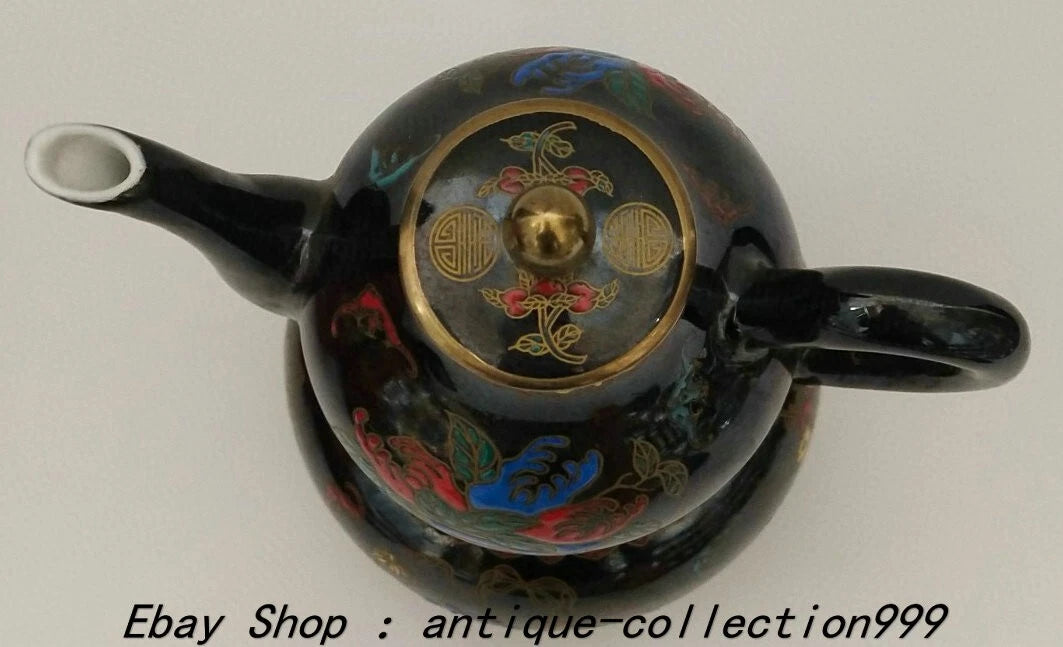 8.6" Qianlong Dynasty Enamel Colour Porcelain Gilt Flower Wine Tea Pot Flagon