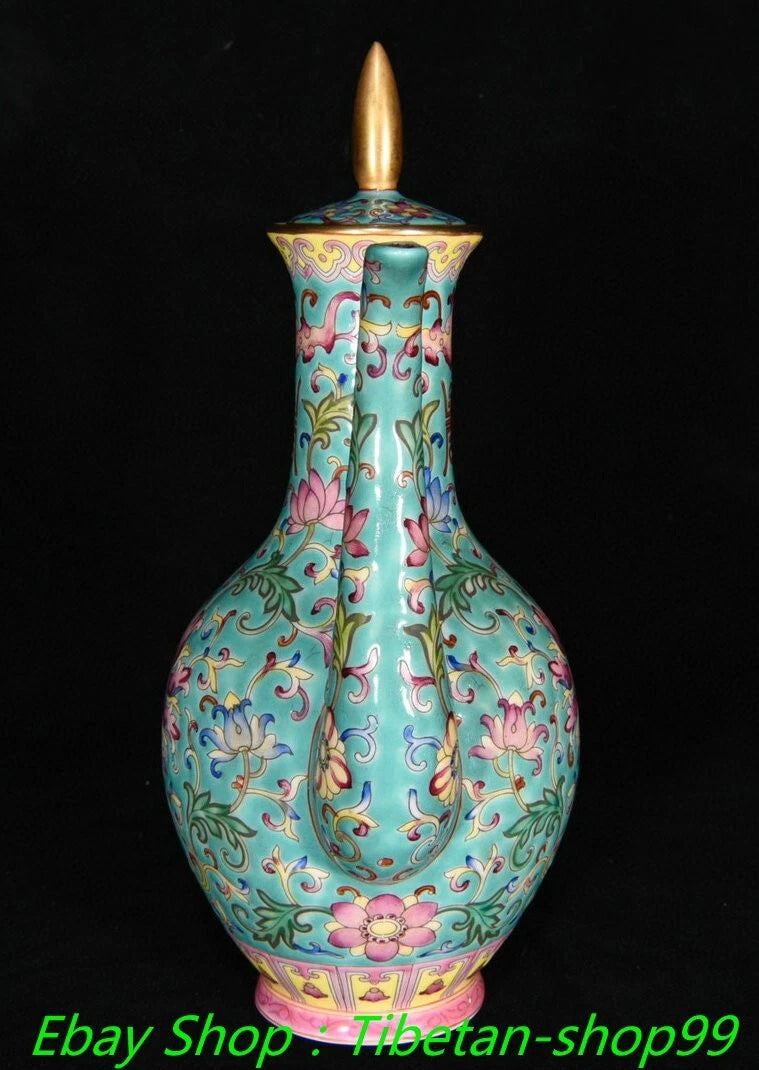 8"Qing Yongzheng Marked Enamel Colour Porcelain Gold Wine Tea Pot Flagon Cup Set