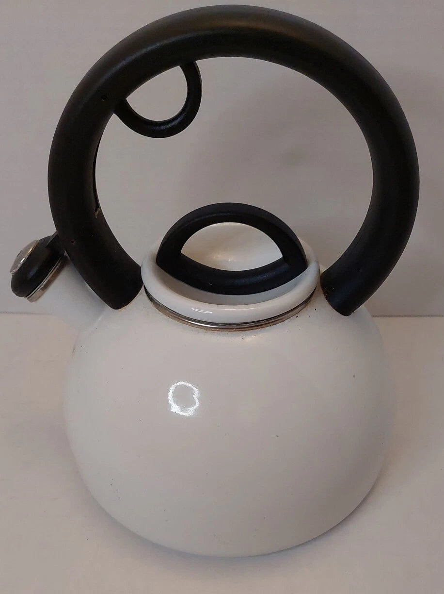 Copco  White Tea Kettle 2.5 Qt. Porcelain Enamel On Steel
