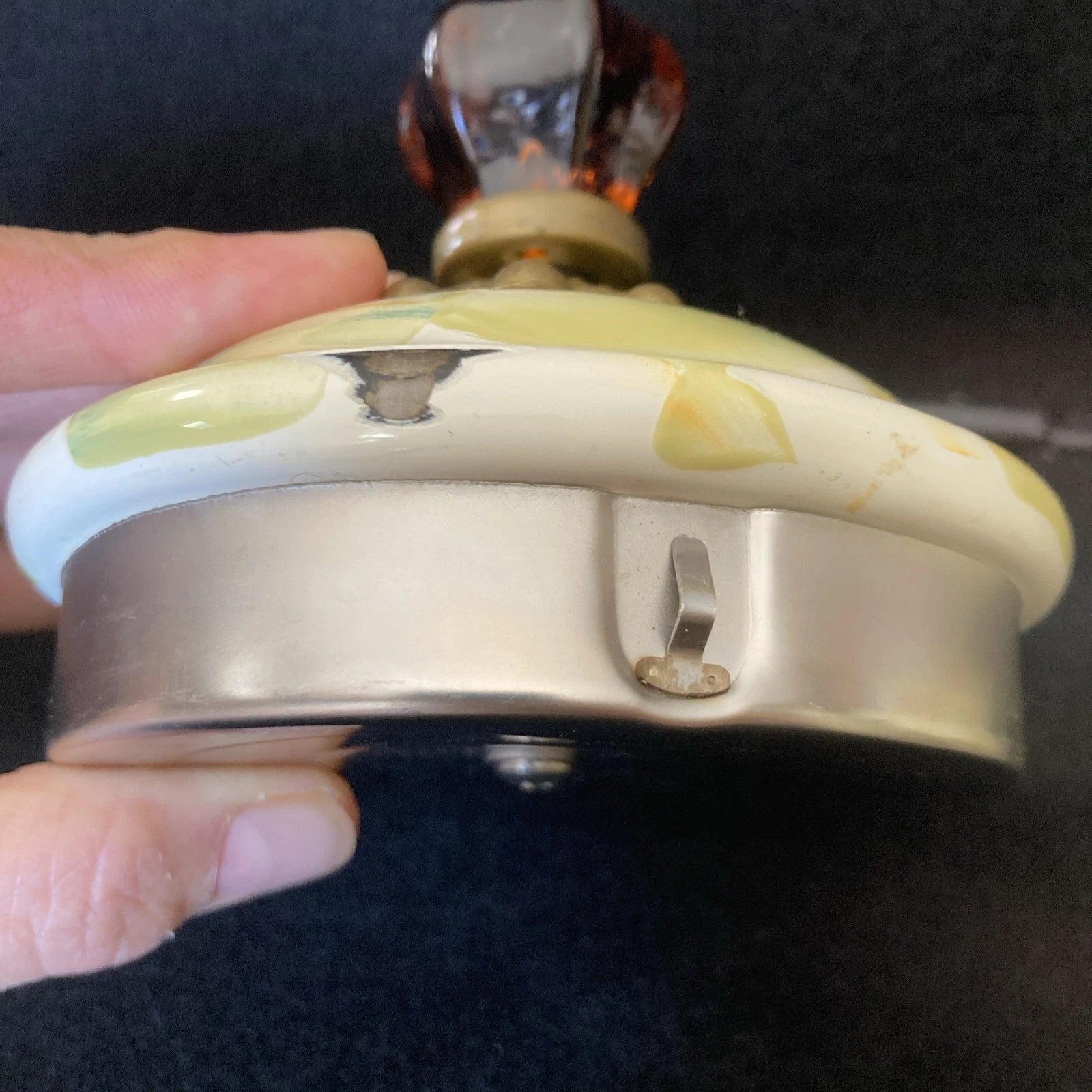 MACKENZIE-CHILDS 2 QT Teapot Kettle PARCHMENT CHECK Retired Color Enamel Loss