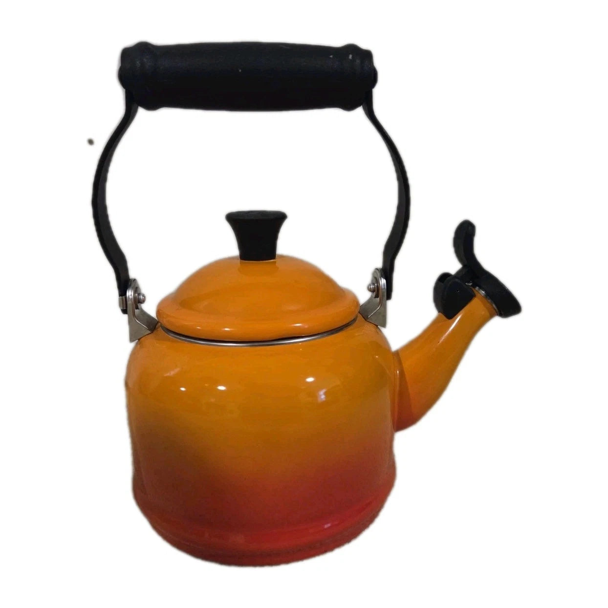 Le Creuset Demi Tea Kettle 1.25 Qt Flame Orange Ombre Enamel Whistling Pot