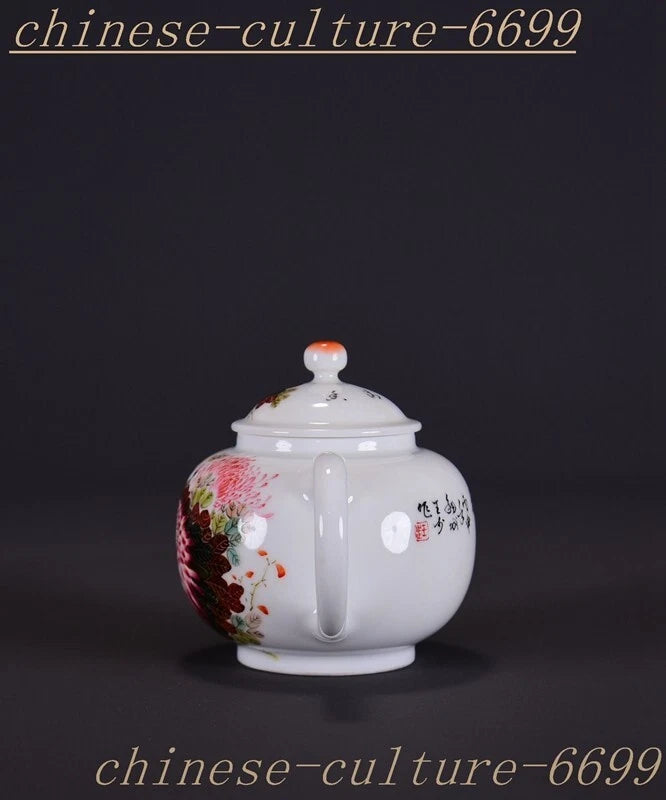 5.6" Old Chinese Dynasty enamel porcelain Luck flowers Wine Tea Pot Flagon