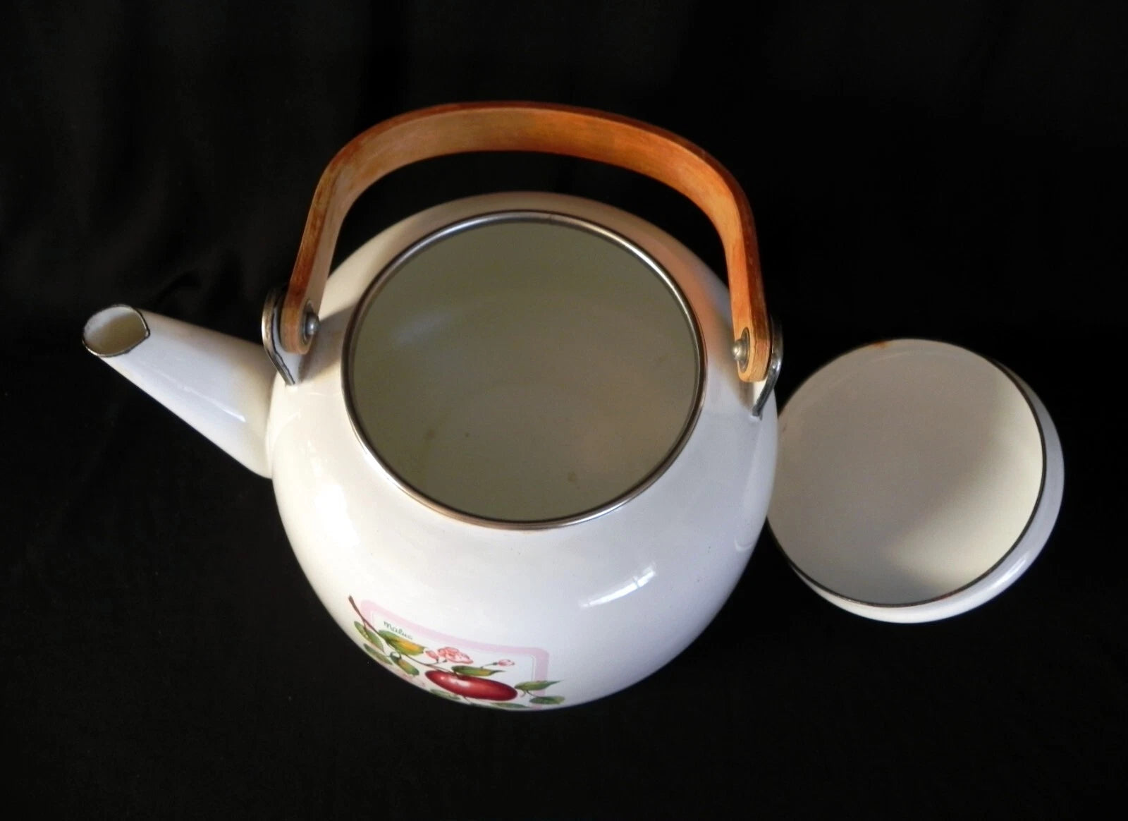 Vintage HIMARK Kitchen Concepts MALUS APPLES Enameled Tea Kettle Pot