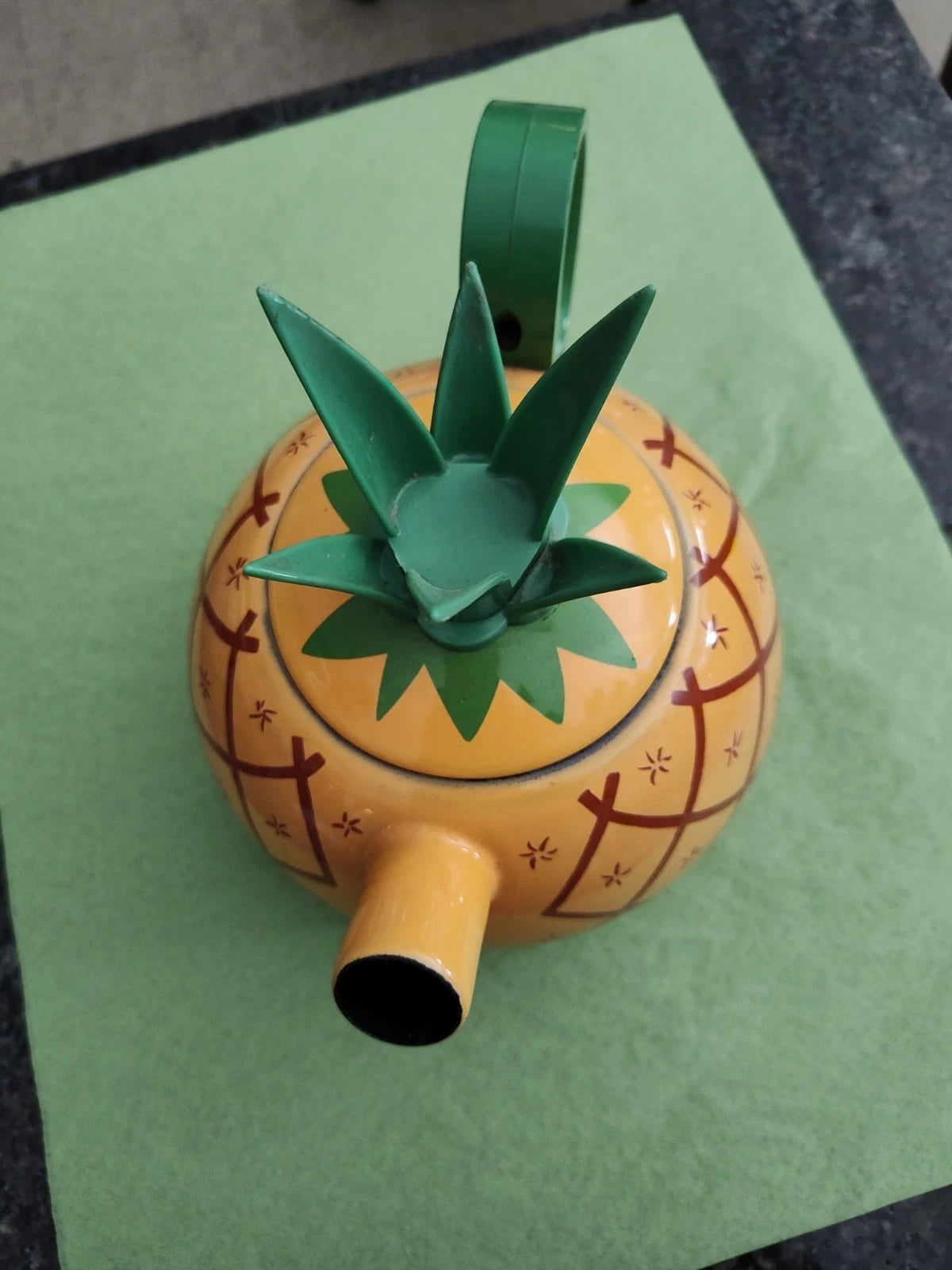 Vintage COPCO Metal Enameled Pineapple Tea Kettle Teapot Rare