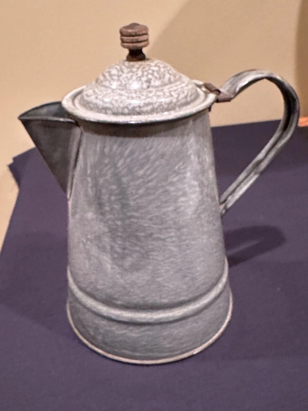 Vintage Gray Agateware Cowboy/Camping Teapot