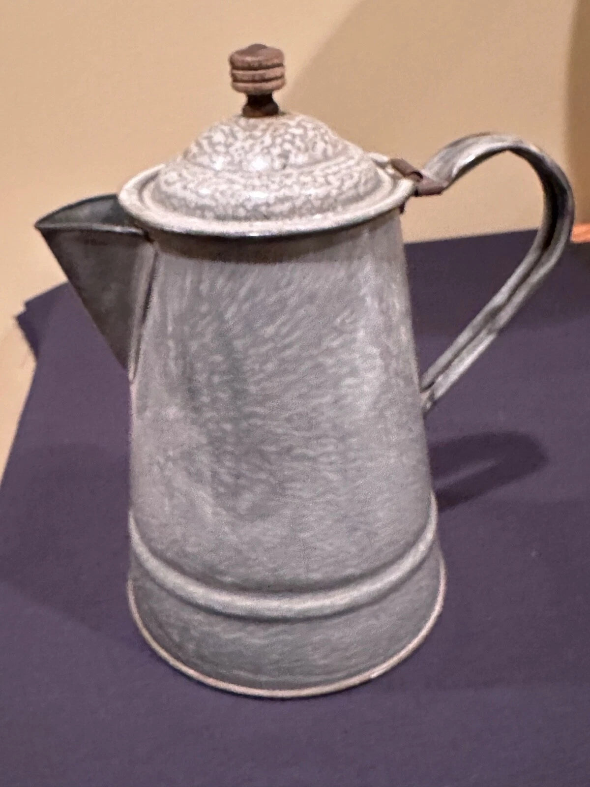 Vintage Gray Agateware Cowboy/Camping Teapot