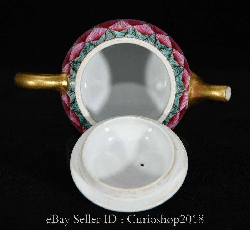 6.4" Qing Qianlong Marked Enamel Colour Porcelain Lotus Wine Tea Pot Flagon